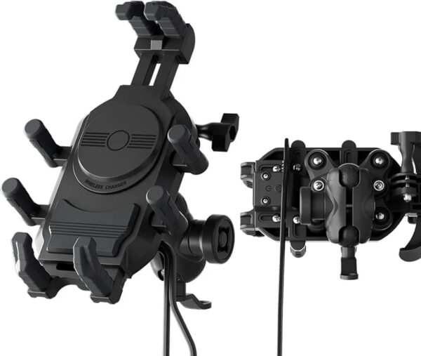 ⁦מתקן לטלפון+טעינה אלחוטית + חיבור USB  עם בולם OCTO-GRIP⁩ – תמונה ⁦4⁩