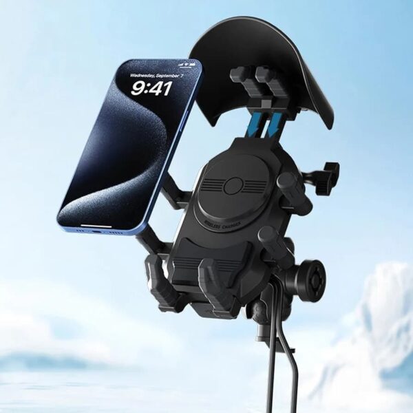 מתקן לטלפון+טעינה אלחוטית + חיבור USB  עם בולם OCTO-GRIP