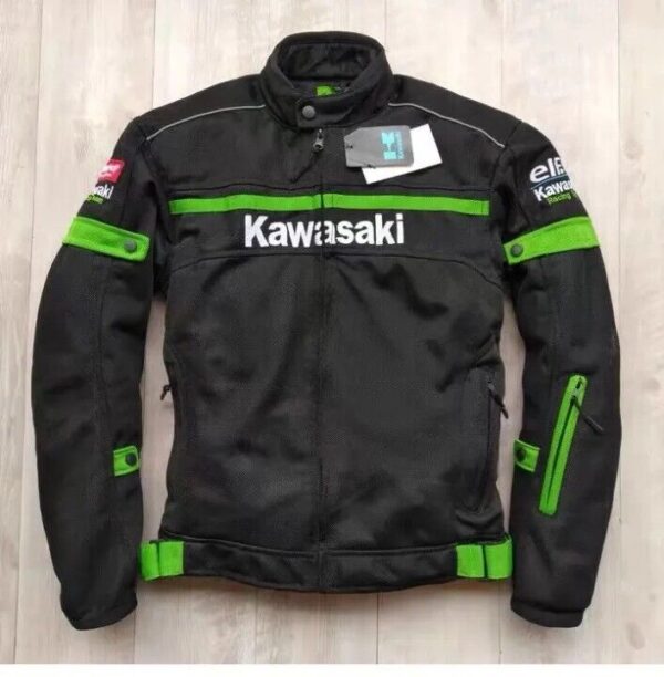 מעיל קיץ רשת גברים שחור פס ירוק ממותג  kawasaki