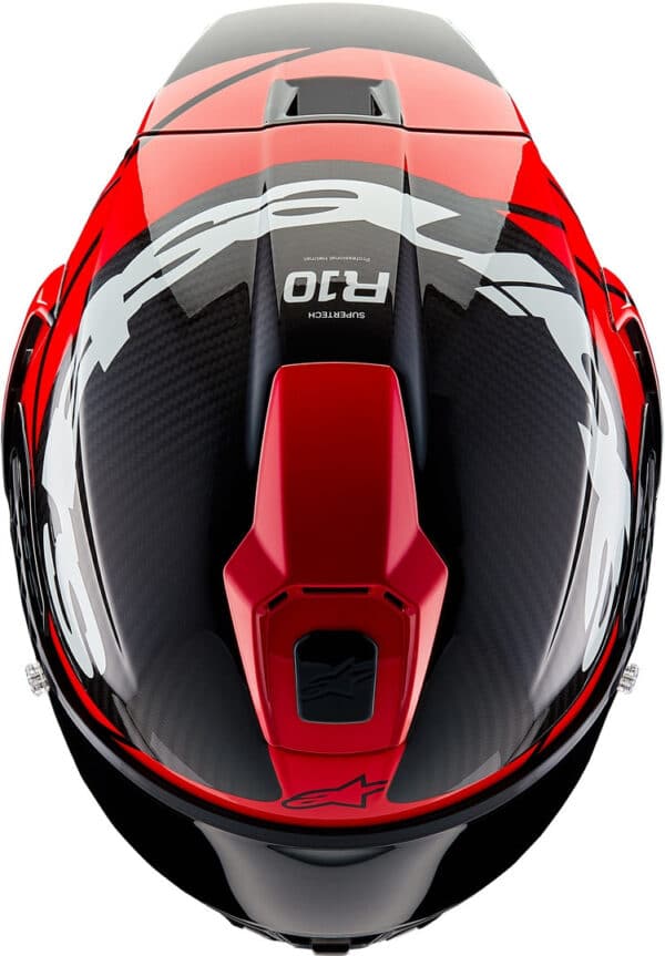 ⁦Alpinestars Supertech R10 Element Carbon Helmet Black/red/white  קסדה אלפינסטארס⁩ – תמונה ⁦4⁩