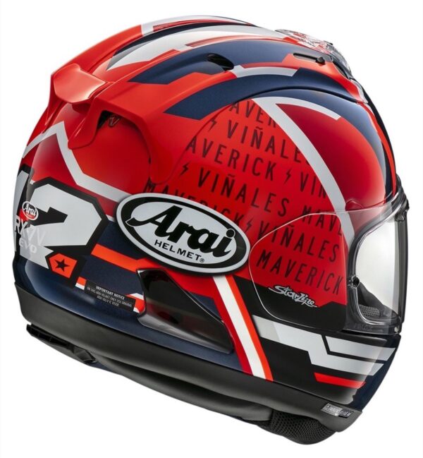 ⁦Arai RX-7V Evo Maverick Reset Helmet קסדת אראי צביעת מאבריק כחול כתום⁩ – תמונה ⁦2⁩