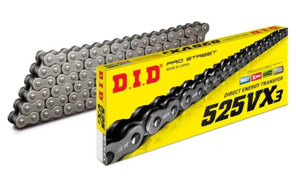 שרשרת מחוזקת כסוף  124 חוליות D.I.D 525VX3 X-RING