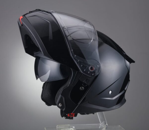 קסדה נפתחת שחור מבריק דגם B-711 + דיבורית