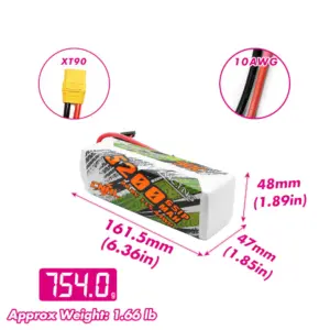 סוללת ליפו 6 תאים 5200mAh 90C CNHL מחבר XT90