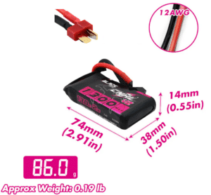 סוללת ליפו 2 תאים 1300mAh 130C CNHL מחבר T PLUG