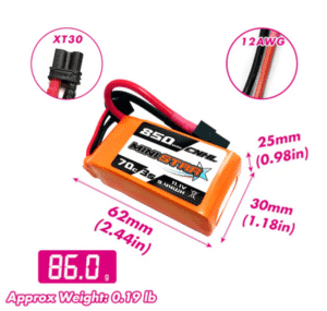 סוללת ליפו 3 תאים 850mAh 70C CNHL מחבר XT30
