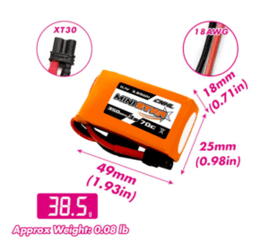 סוללת ליפו 3 תאים 350mAh 70C CNHL מחבר XT30